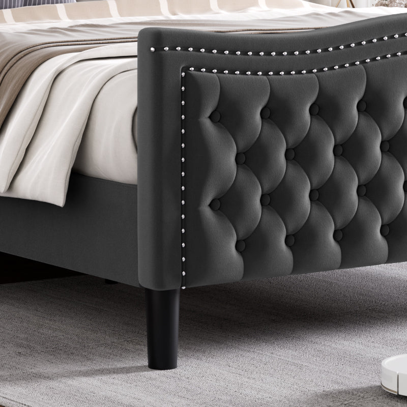 LIFT UP VELVET GRAY  KING  SIZE BED