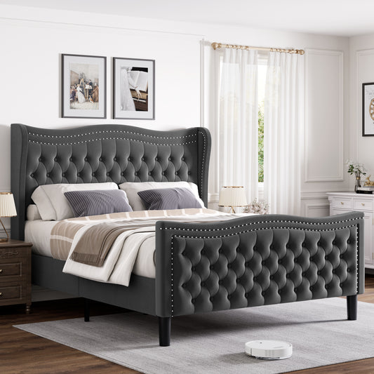 LIFT UP VELVET GRAY  KING  SIZE BED