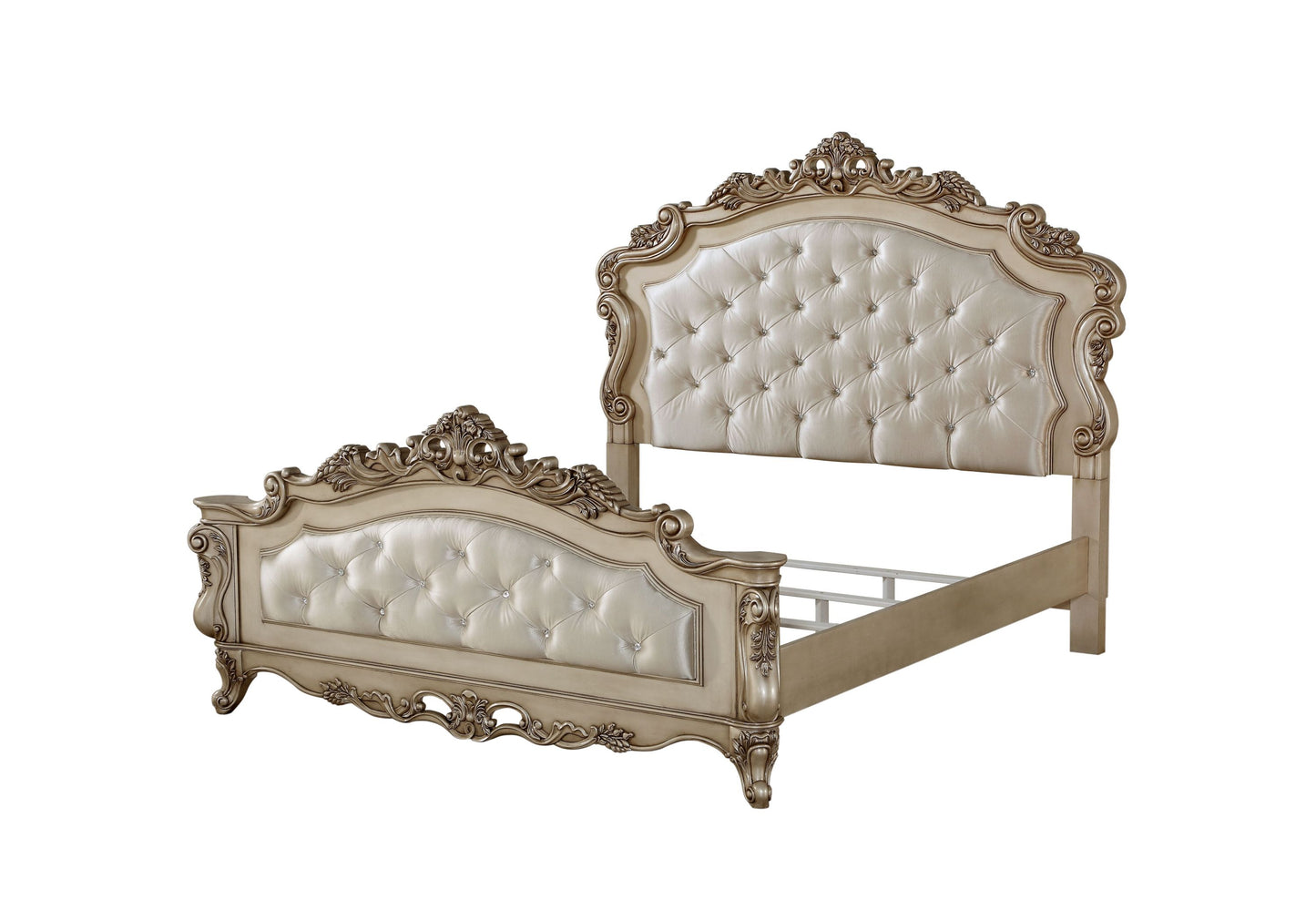 ACME Gorsedd Eastern King Bed in Fabric & Antique White 27437EK