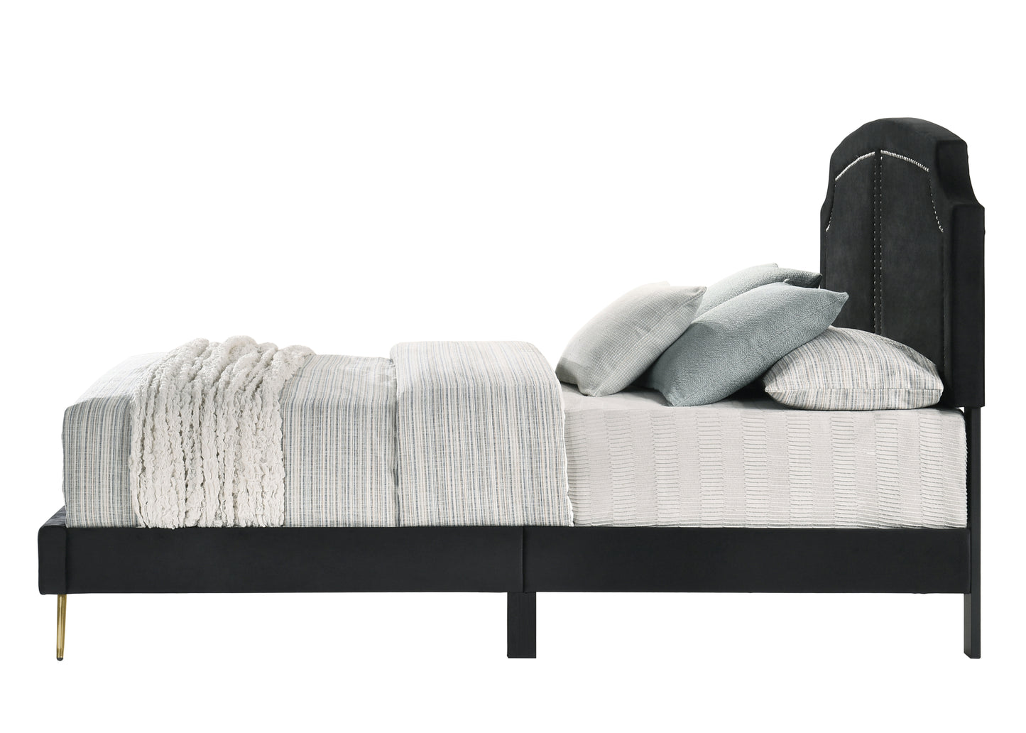 ACME Zeena Eastern King Bed, Black Velvet BD01271EK