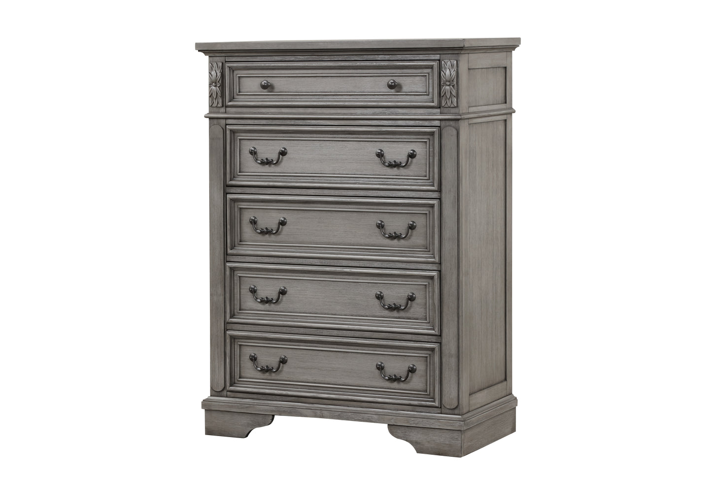 Traditional Style King 5 Pc Bedroom Set Made with Wood in Rustic Gray