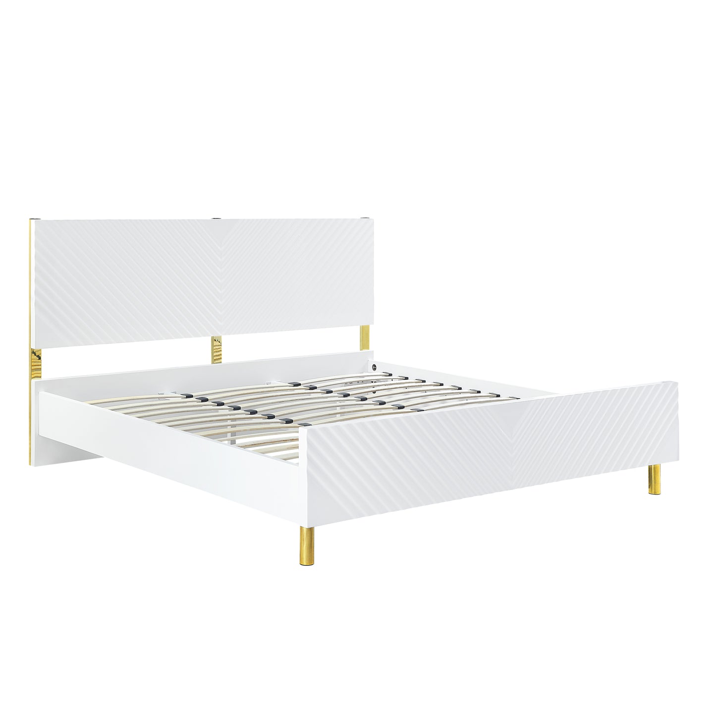 ACME Gaines Queen Bed, White High Gloss Finish BD01034Q