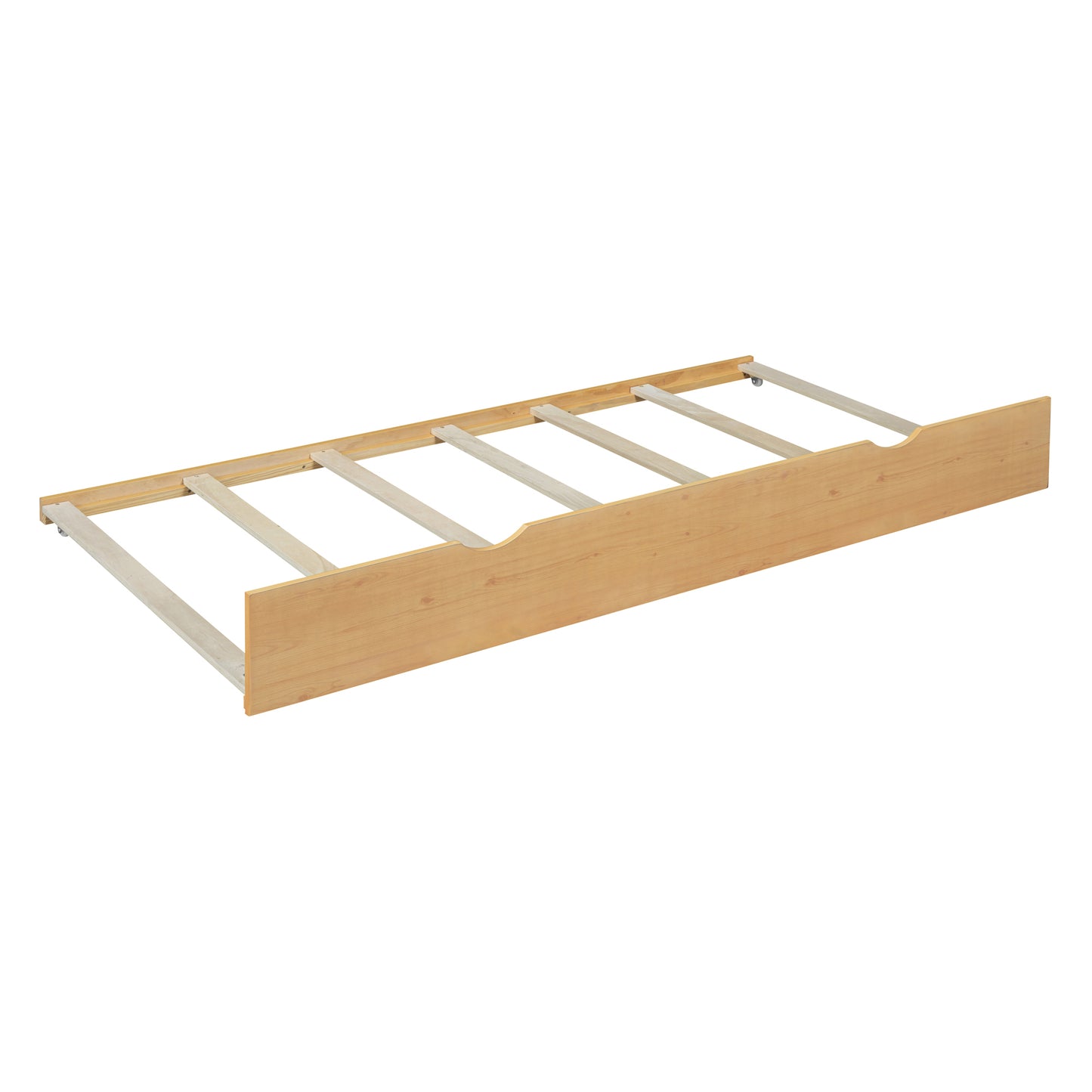 Full Size Wood Pltaform Bed with Twin Size Trundle, 3 Drawers, Upper Shelves and a set of USB Ports & Sockets, Natural