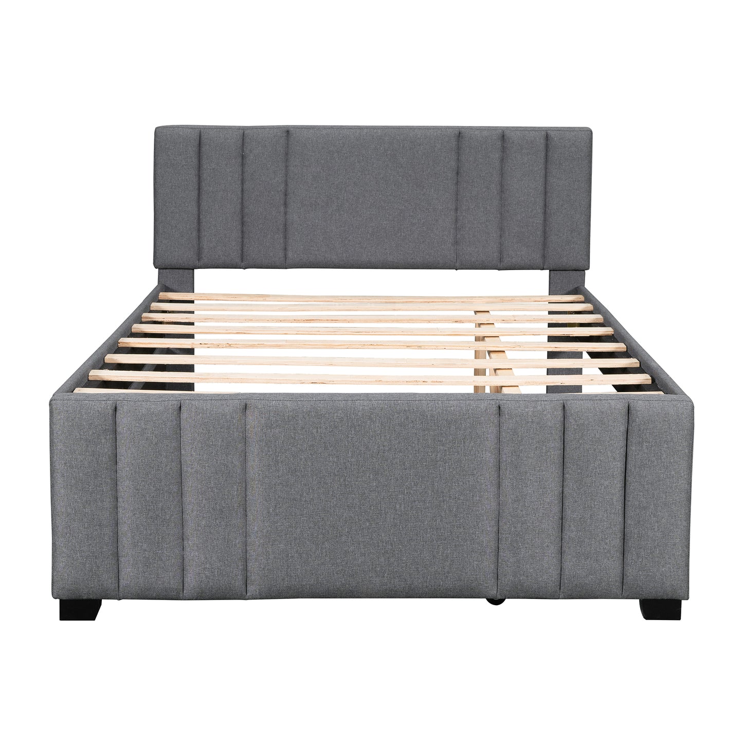 Full Upholstered Platform Bed with Trundle,Grey (OLD SKU:SM001006AAE)