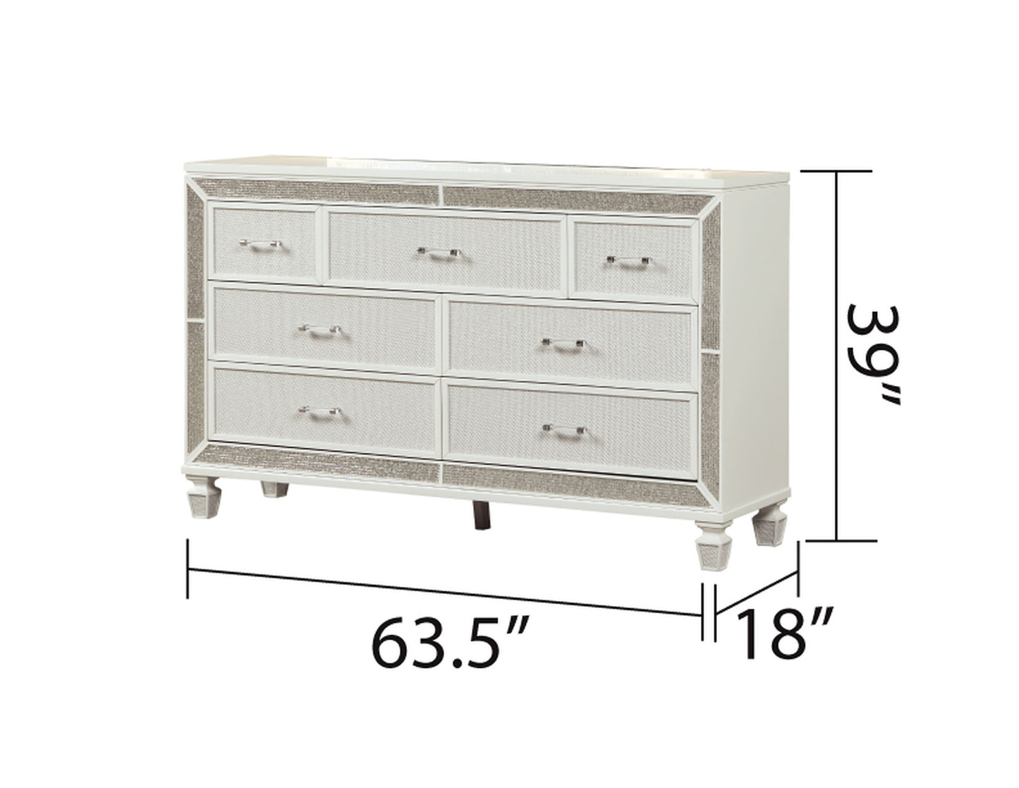 Crystal King 4 Pc Storage Wood Bedroom Set finished in White