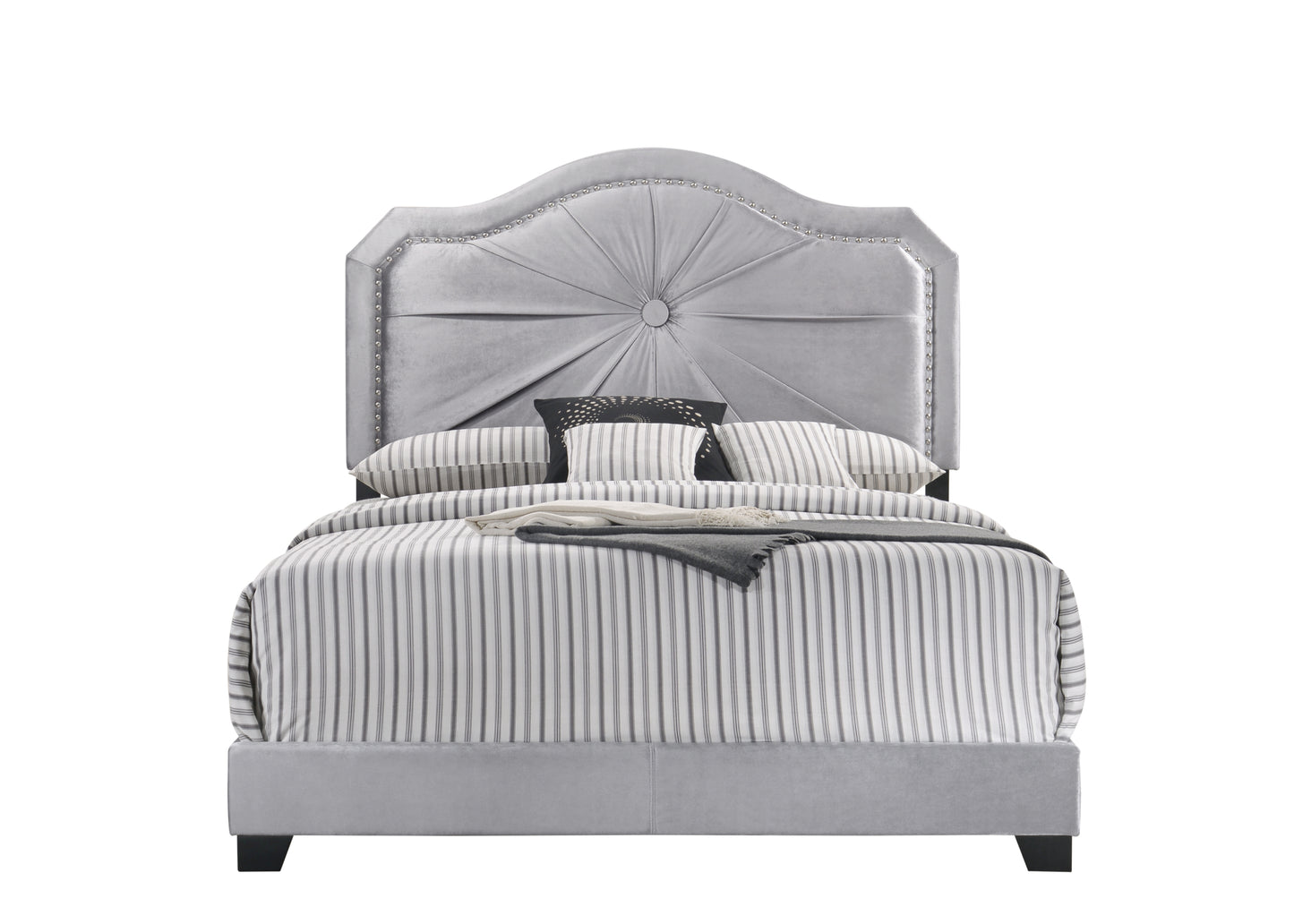 ACME Frankie Queen Bed, Gray Velvet 26410Q