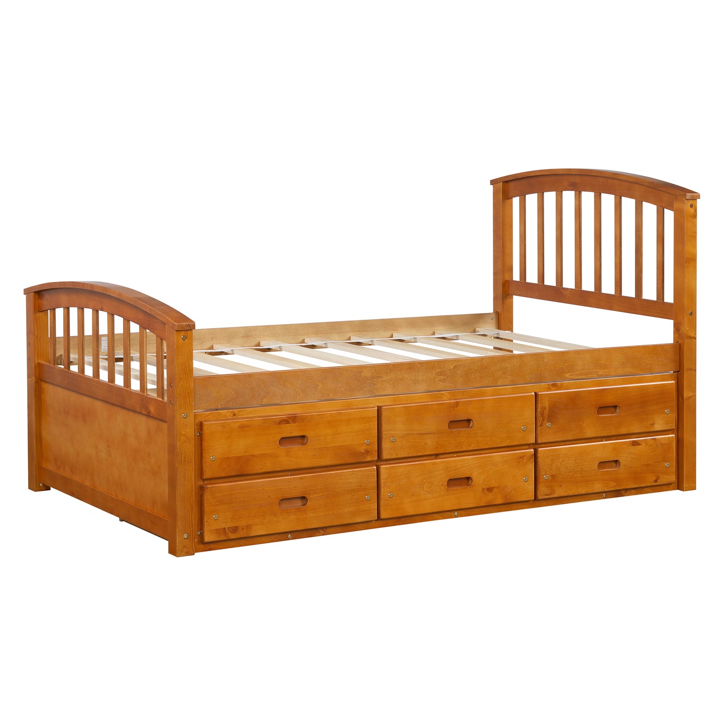 ORISFUR. Twin Size Platform Storage Bed Solid Wood Bed with 6 Drawers