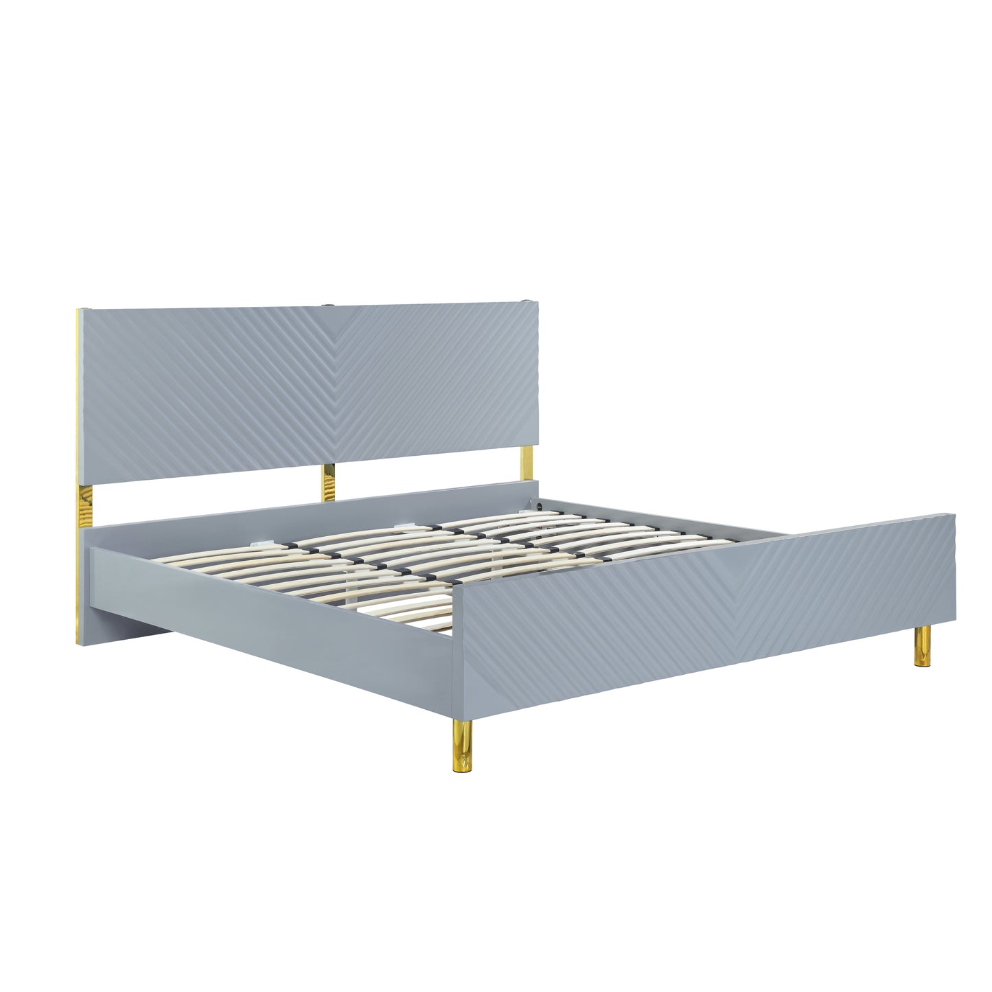 ACME Gaines Queen Bed, Gray High Gloss Finish BD01040Q