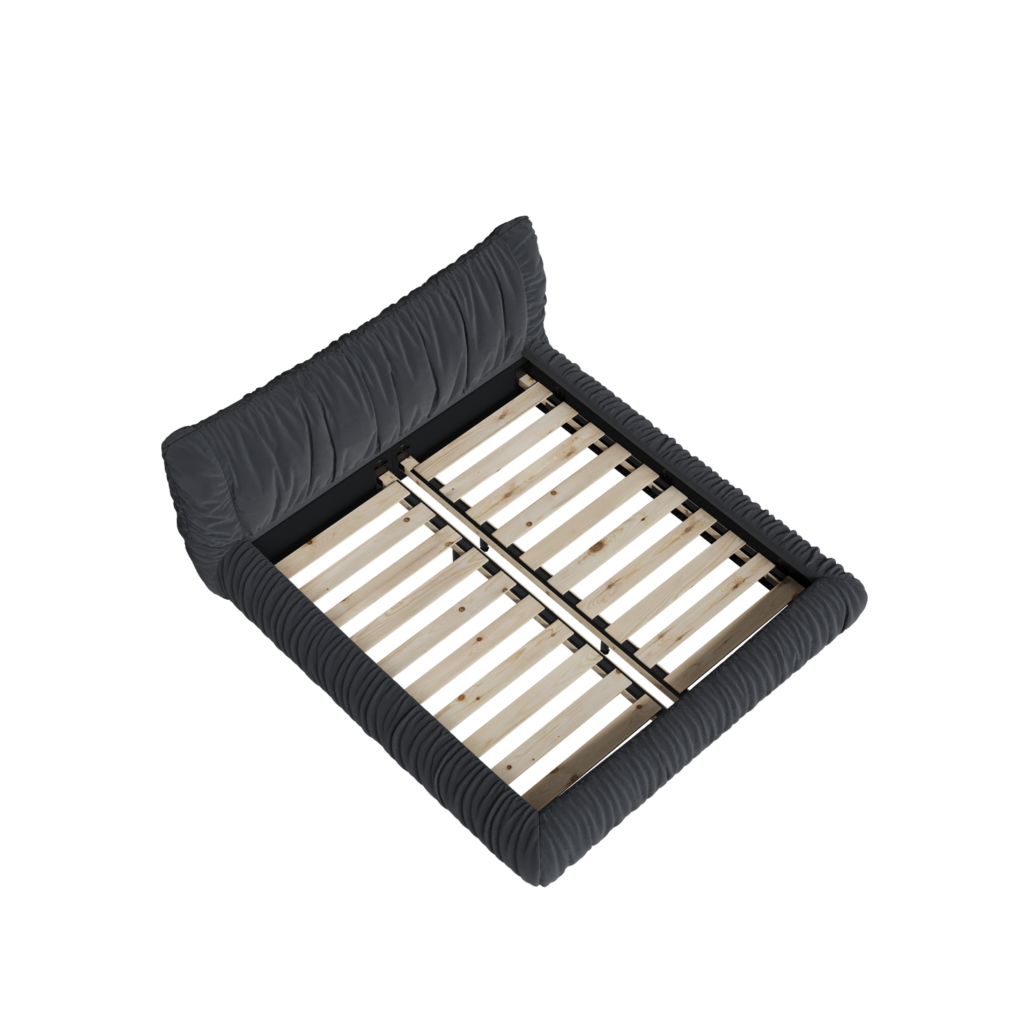 King Size Luxury Upholstered Platform Bed with Removable Cushion and Solid Wood Frame,suitable for Multiple heights of mattresses,DARK GREY