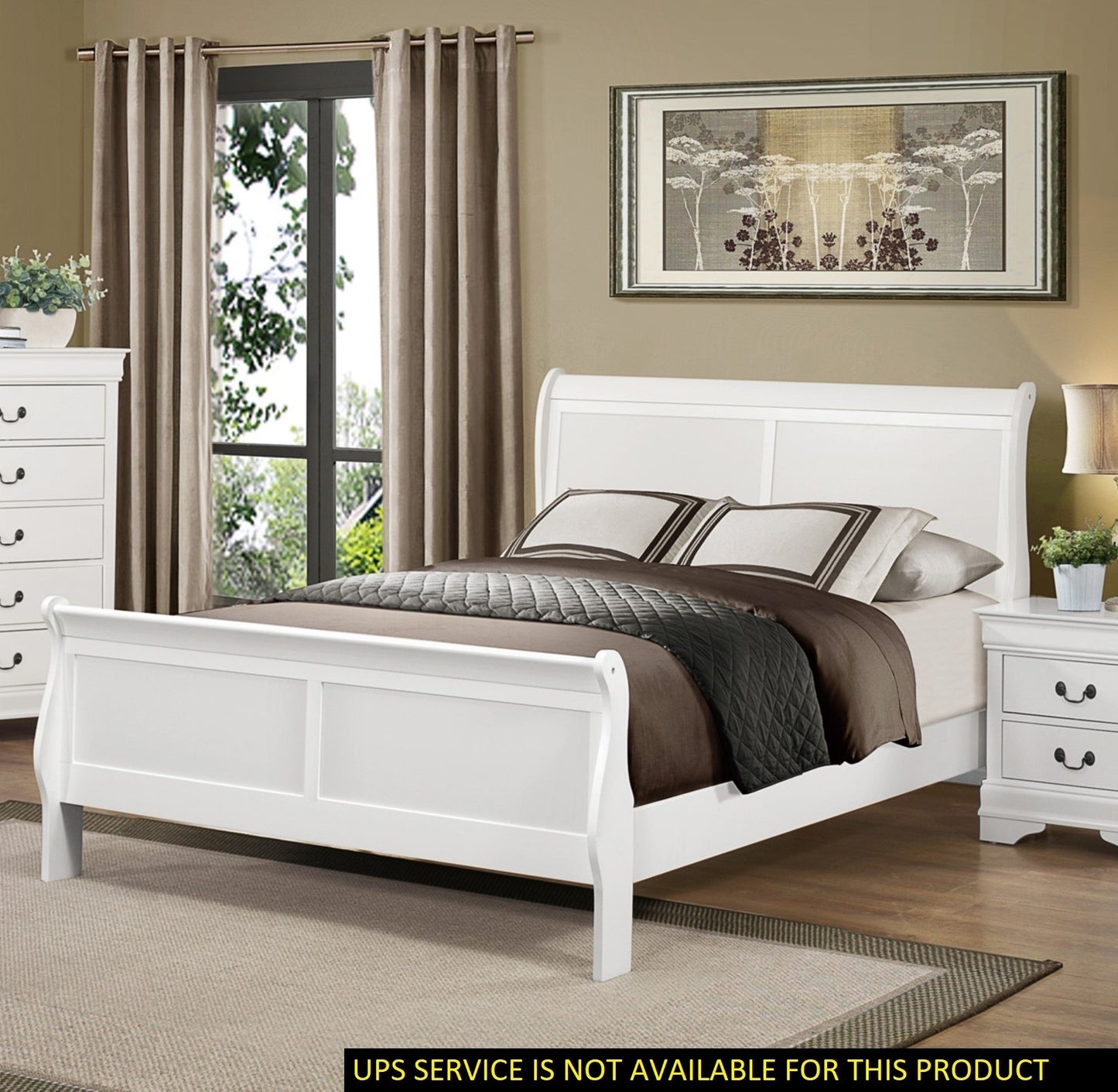 Classic Louis Philipe Style White Full Size Bed 1pc Traditional Design Bedroom Furniture Sleigh Bed