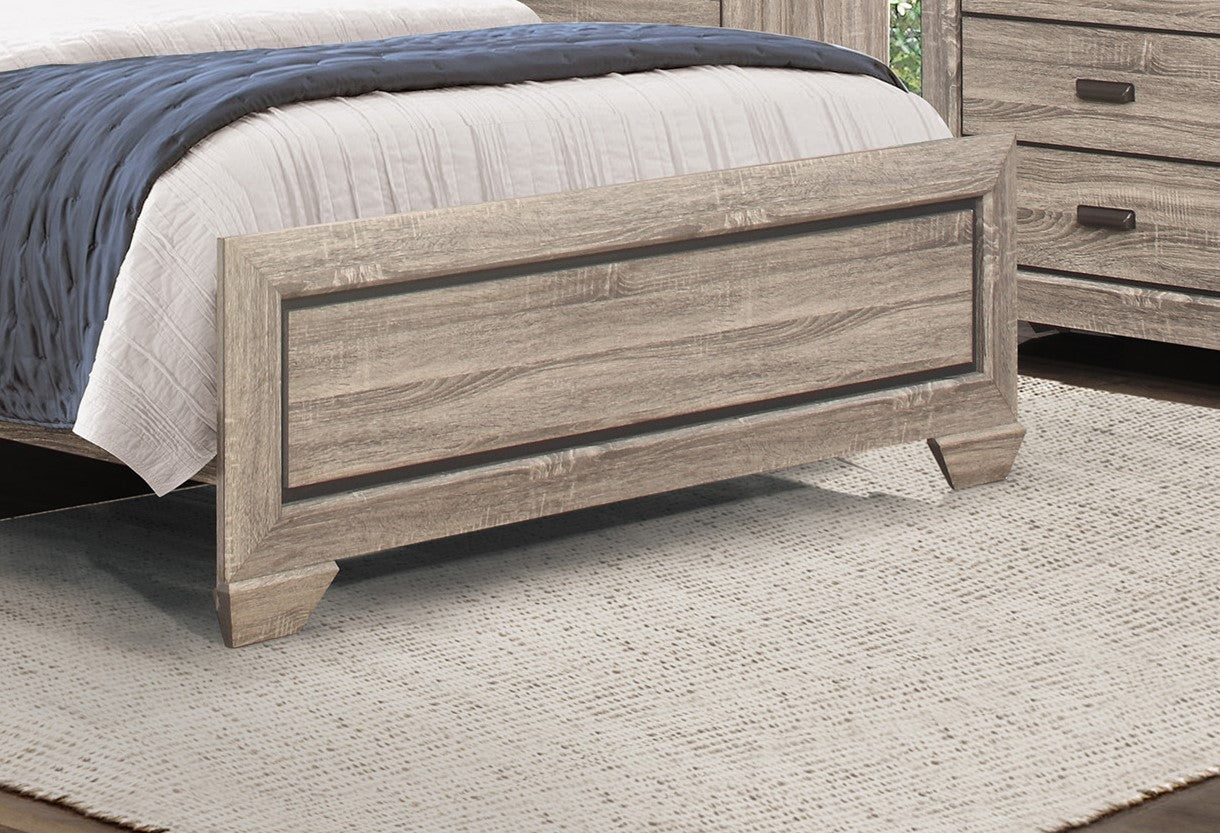 Natural Finish Contemporary Design 1pc Queen Size Bed Dark Under-Paneling Wooden Bedroom Furniture