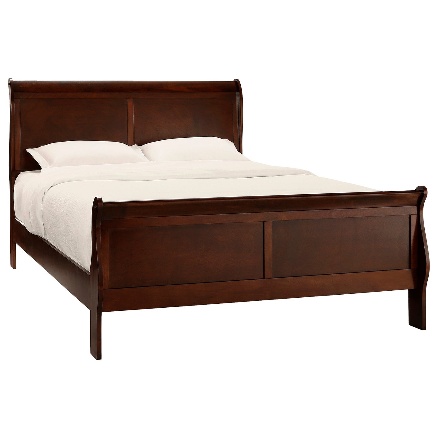 Classic Louis Philipe Style Eastern King Bed Brown Cherry Finish 1pc Traditional Design Bedroom Furniture Sleigh Bed