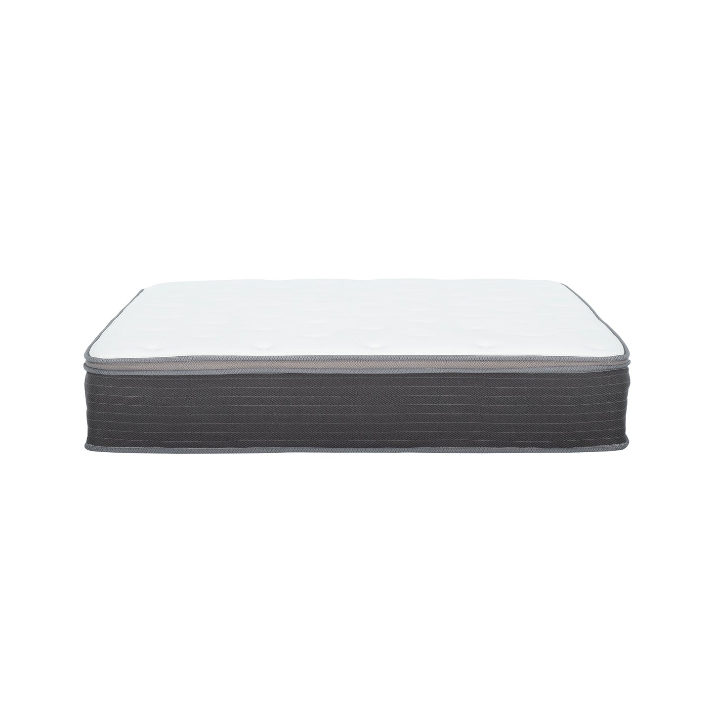 Plush 10 in. Cal King Size Hybrid Pocket Spring Mattress in a Box, Gel Memory Foam Mattress for Comfortable Sleep, White/Gray