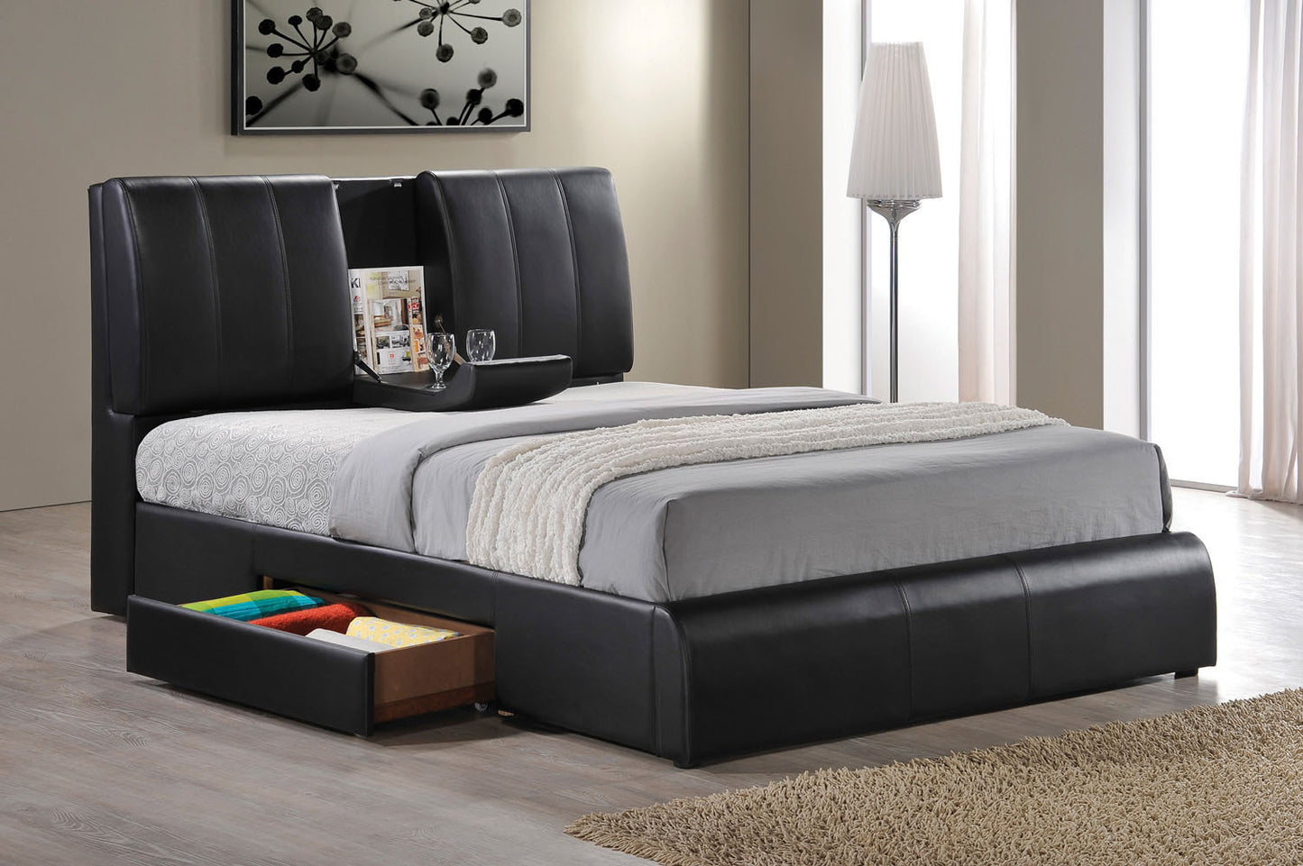 ACME Kofi Eastern King Bed in Black PU 21266EK