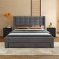 Queen Size Upholstered Platform Bed with A Big Drawer, Gray