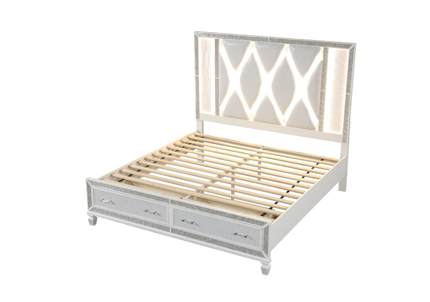 Crystal Queen Storage Bed Made With Wood Finished in White