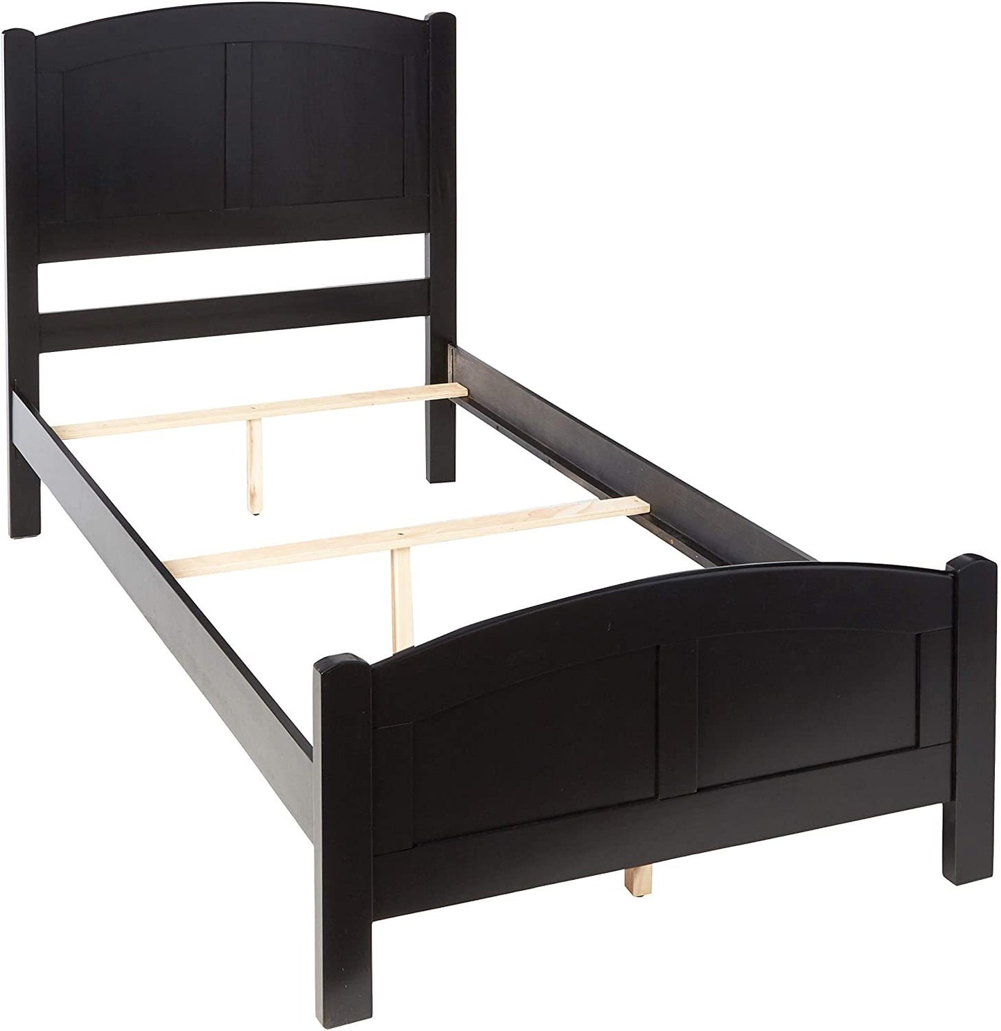 Black Color Twin Size Bed Youth Bedroom Furniture Unique Headboard Footboard Rubberwood