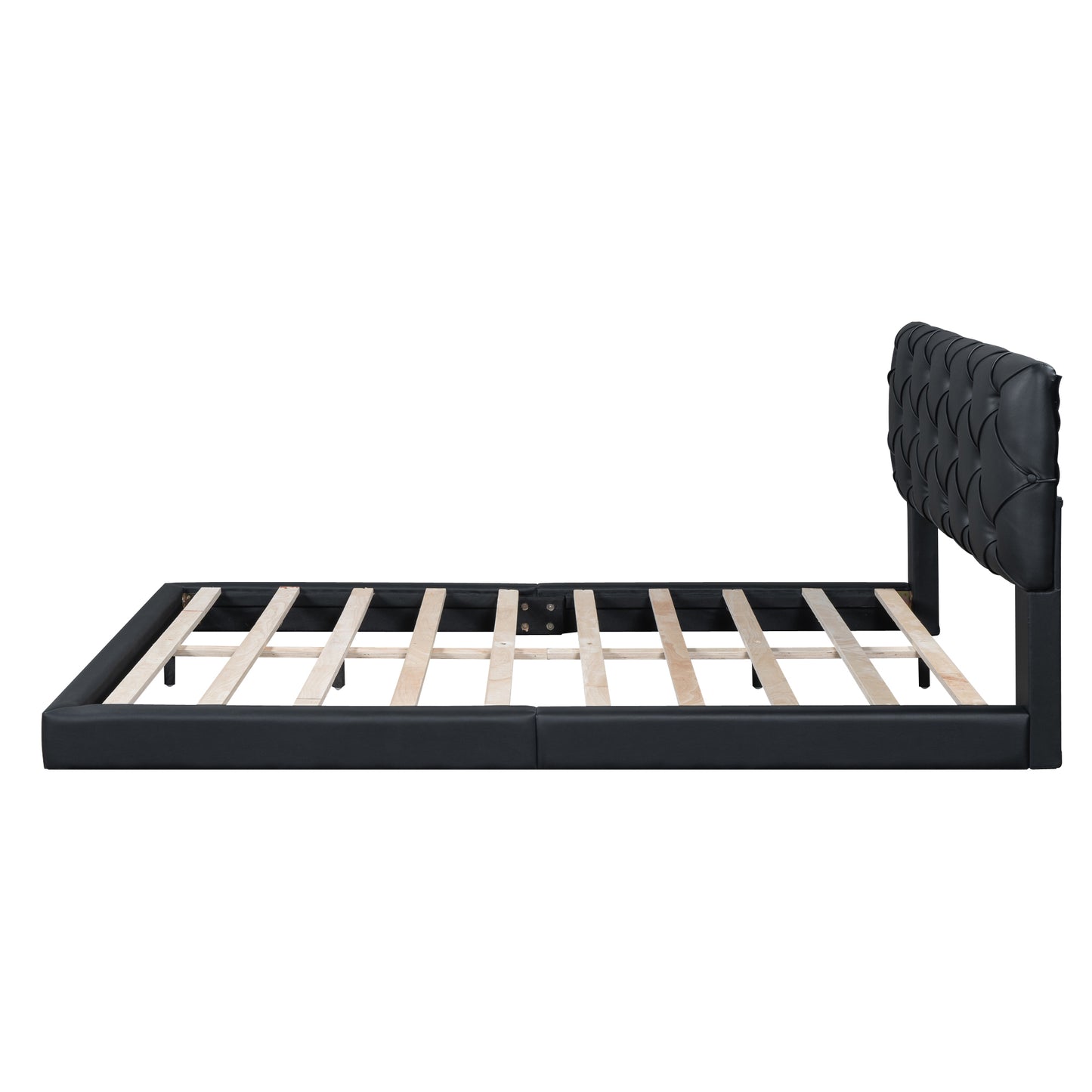 Queen Size Tufted Upholstered Platform Bed, Black