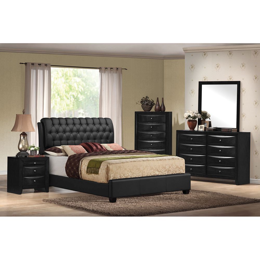 ACME Ireland II Queen Bed in Black PU 14350Q