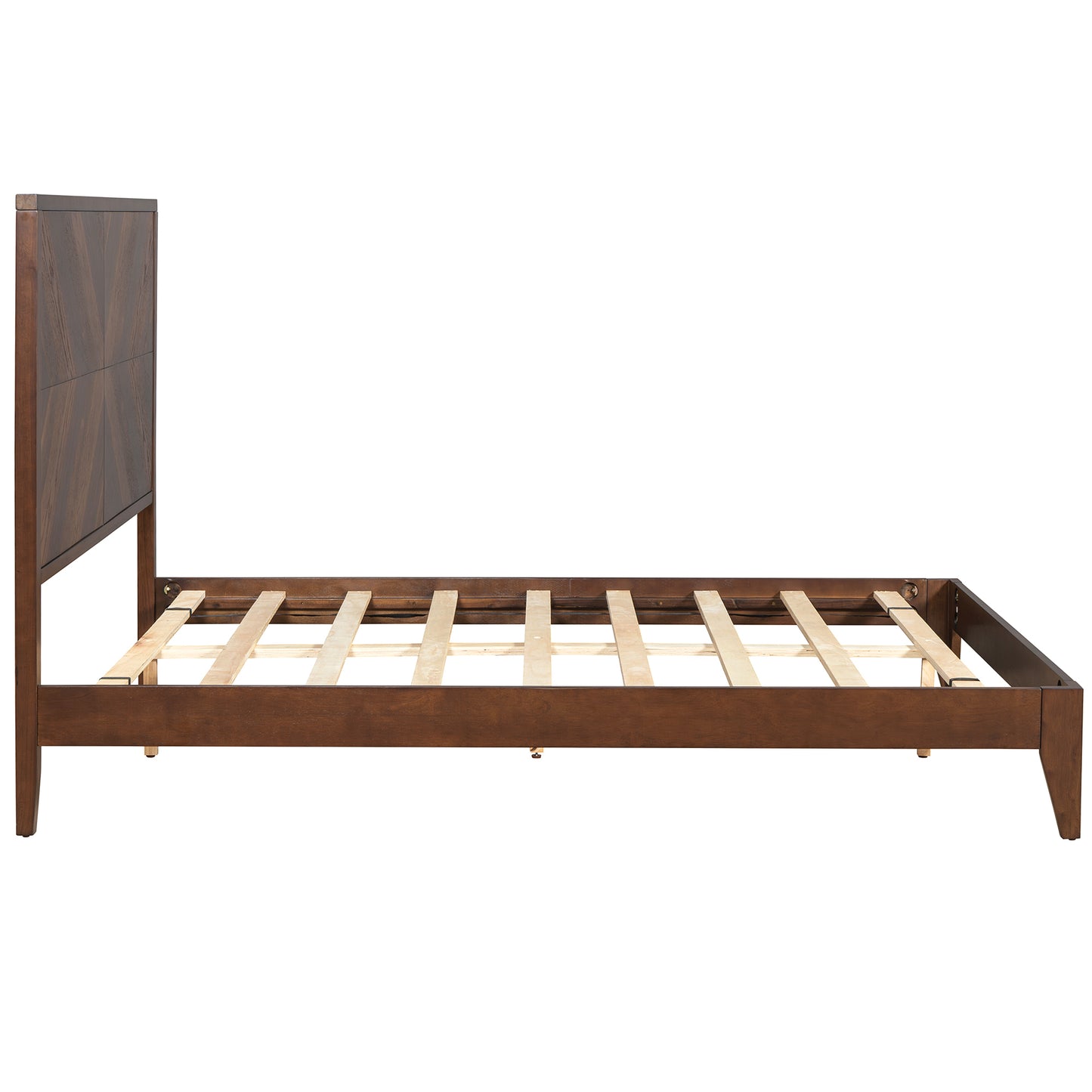 Mid-Century Modern Platform Bed Wood Slat Support with No Box Spring Needed,Queen, Walnut