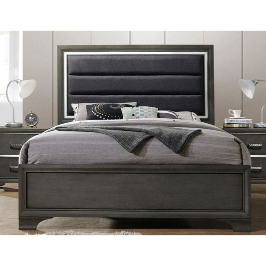 ACME Carine II Eastern King Bed in Fabric & Gray 26257EK