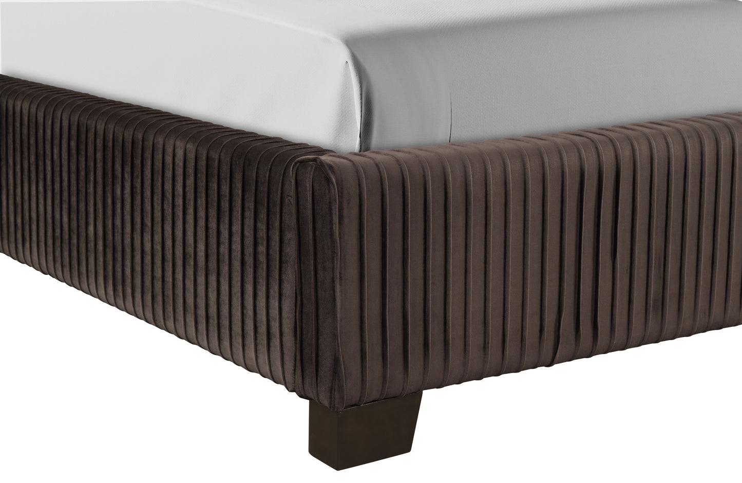 Queen Upholstered Bed In a Box Dark Brown