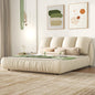 King Size Luxury Upholstered Bed with Thick Headboard, Velvet King Bed with Oversized Padded Backrest, Beige(Expect Arrive date 2024/3/12)