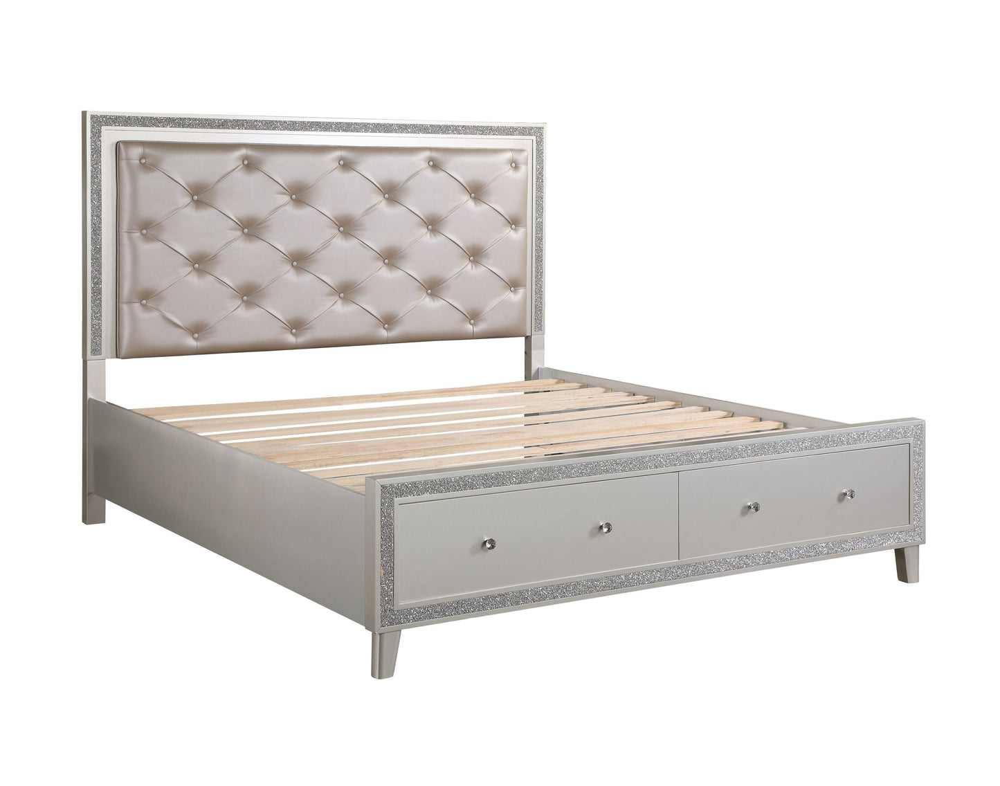 ACME Sliverfluff Queen Bed w/Storage, PU & Champagne Finish BD00242Q