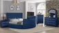 Modern Style Crystal Tufted King 5PC Bed room set Made with wood in Blue