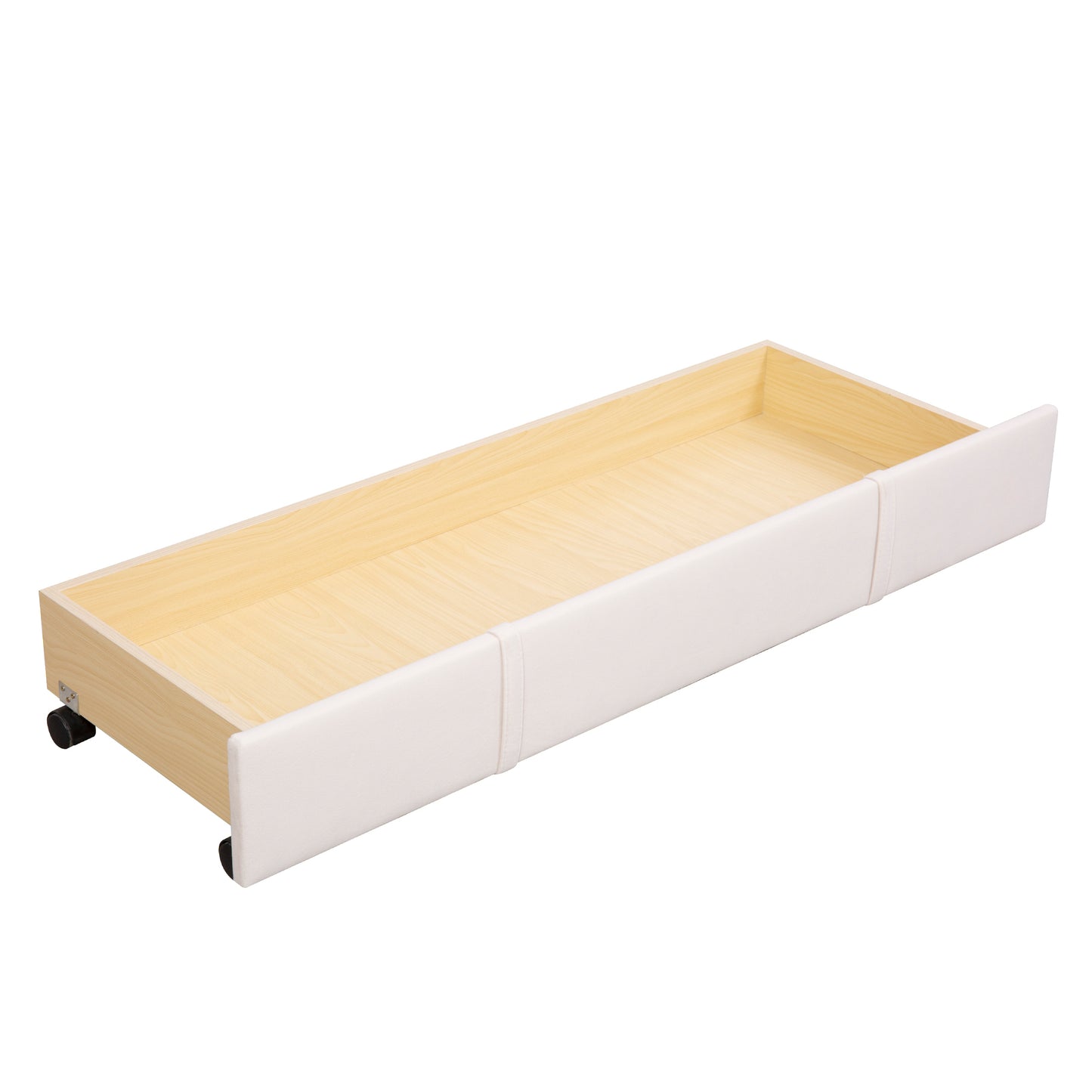 Full Size Storage Bed Velvet Upholstered Platform Bed with a Big Drawer - Beige