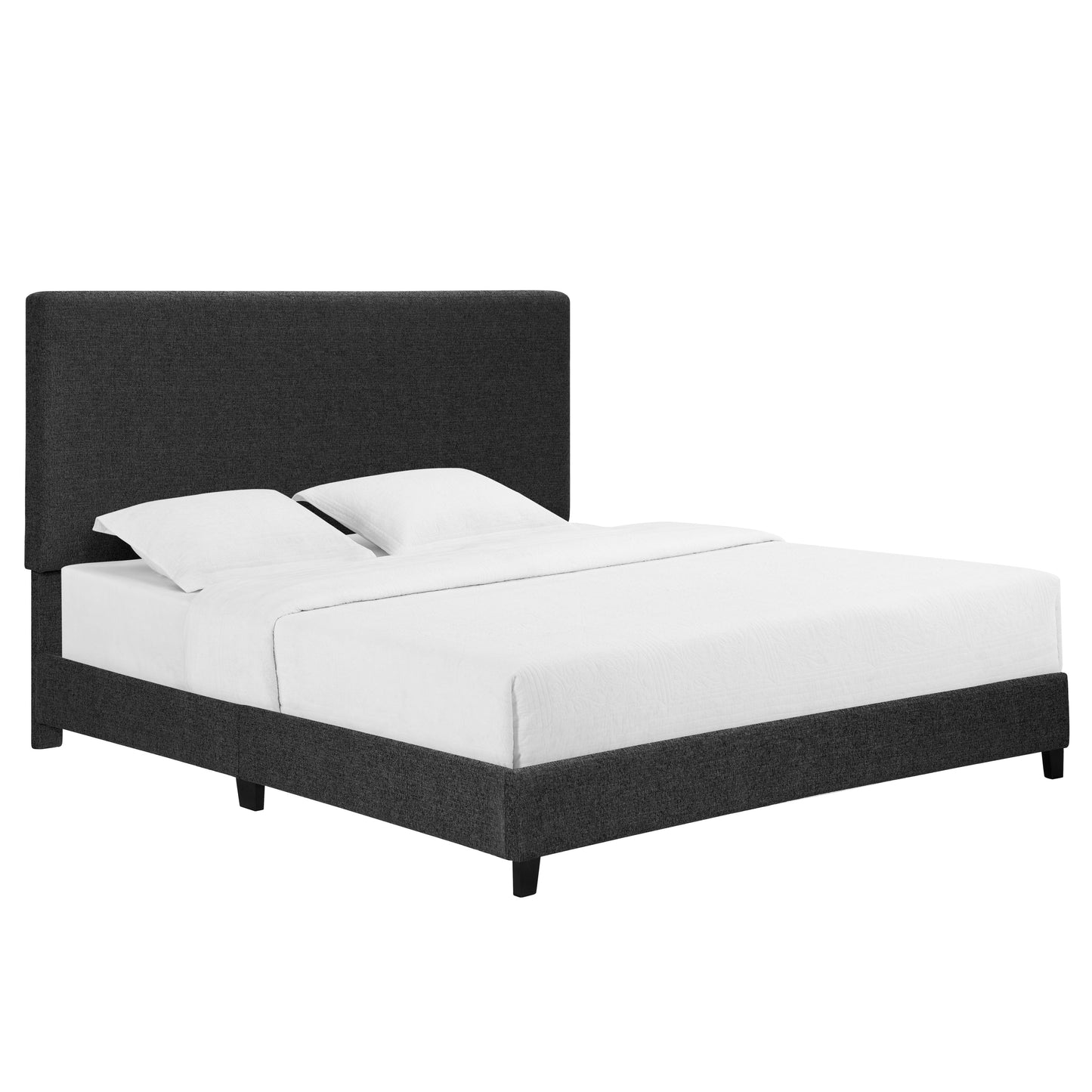 Bridgevine Home King Size Charcoal Grey Upholstered Platform Bed