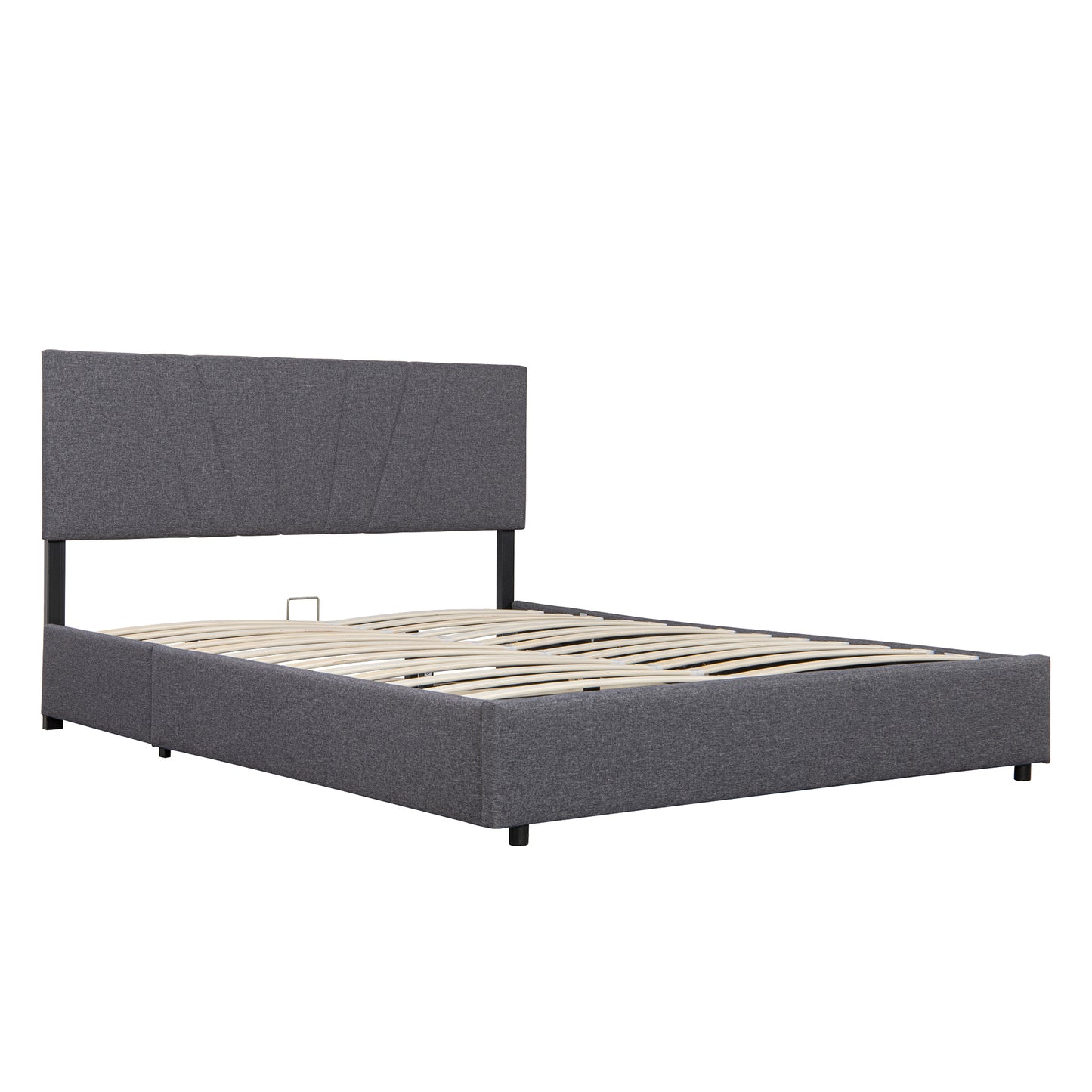 Full Upholstered Platform Bed with Lifting Storage, Full Size Bed Frame with Storage and Tufted Headboard,Wooden  Full Platform Bed for Kids Teens Adults,No Box Spring Needed( Full, Gray)