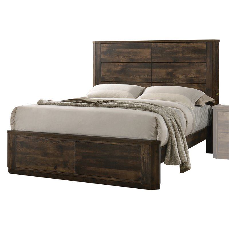 ACME Elettra Eastern King Bed, Rustic Walnut (1Set/2Ctn) 24847EK