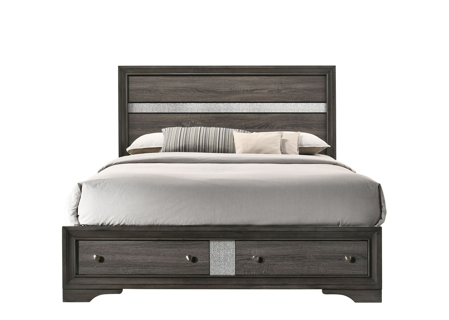 ACME Naima Eastern King Bed w/Storage, Gray (1Set/3Ctn) 25967EK