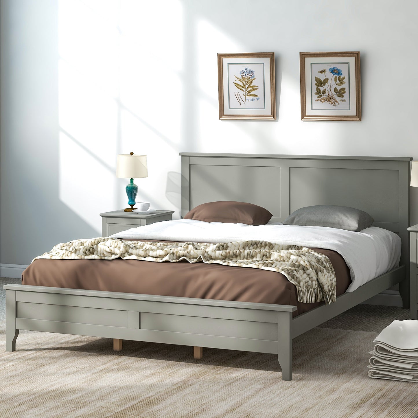 Modern Gray Solid Wood Queen Platform Bed(old sku:WF283525AAE)