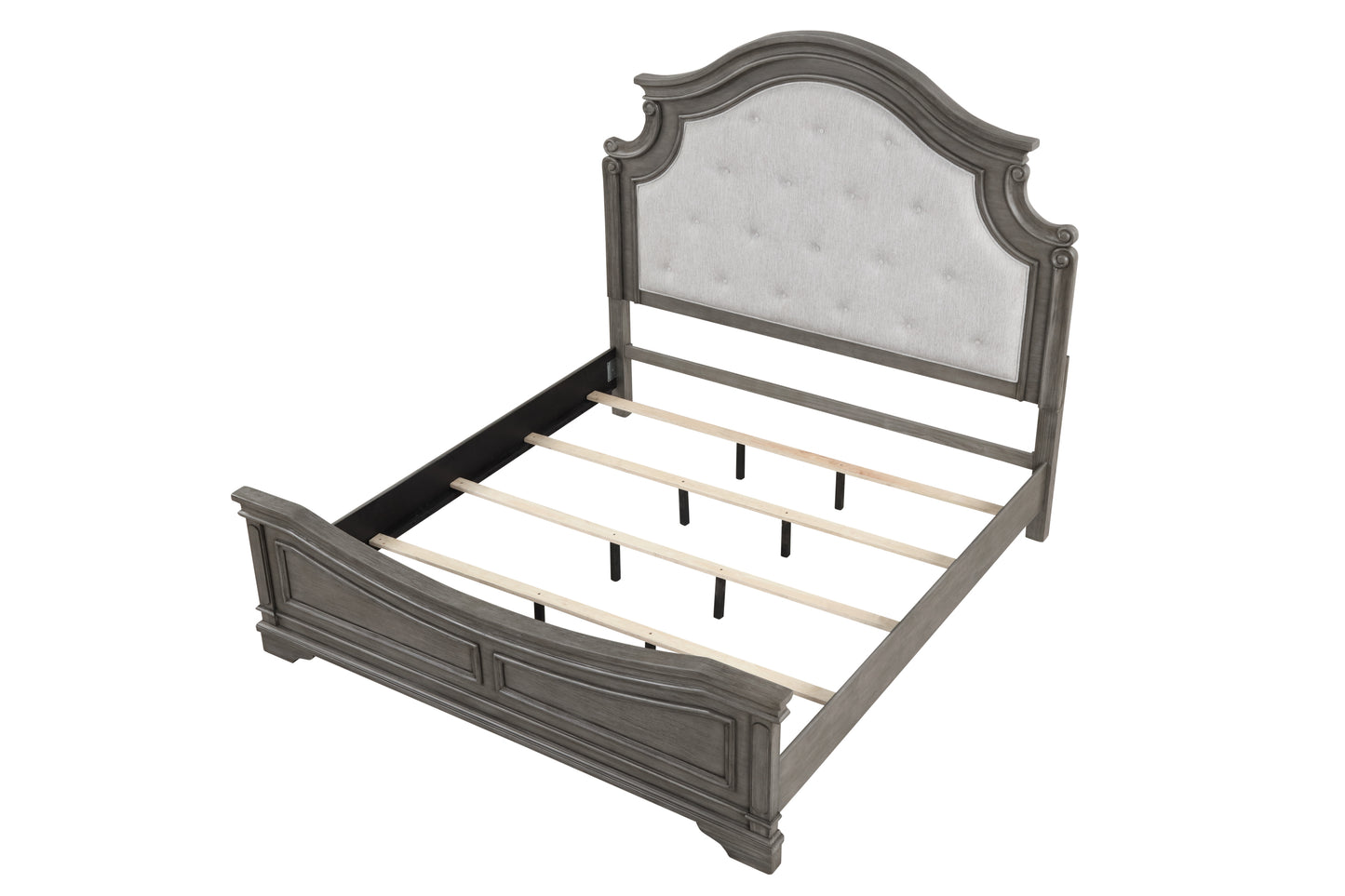 Traditional Style King Bed Made with wood in Rustic Gray