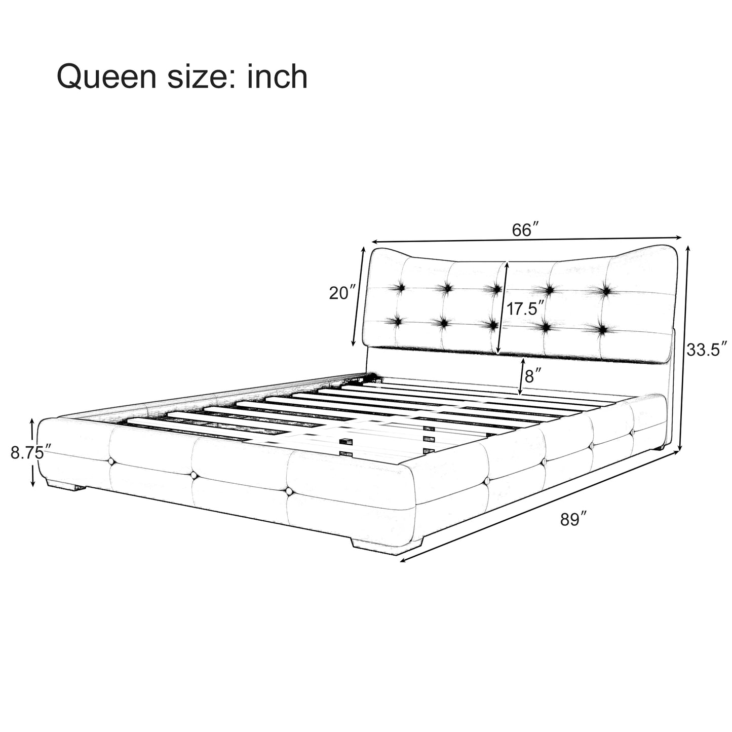 Modern PU Upholstered Queen Bed with Ergonomic Wingback Headboard, No Box Spring Needed, Cream