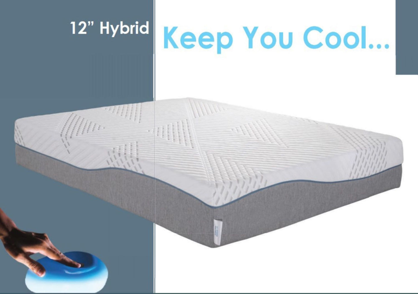 CALIFORNIA KING SIZE- Hopewell 12" Medium Cooling Gel Memory Edge Support Pocket Spring Removable Cover Hybrid Mattress