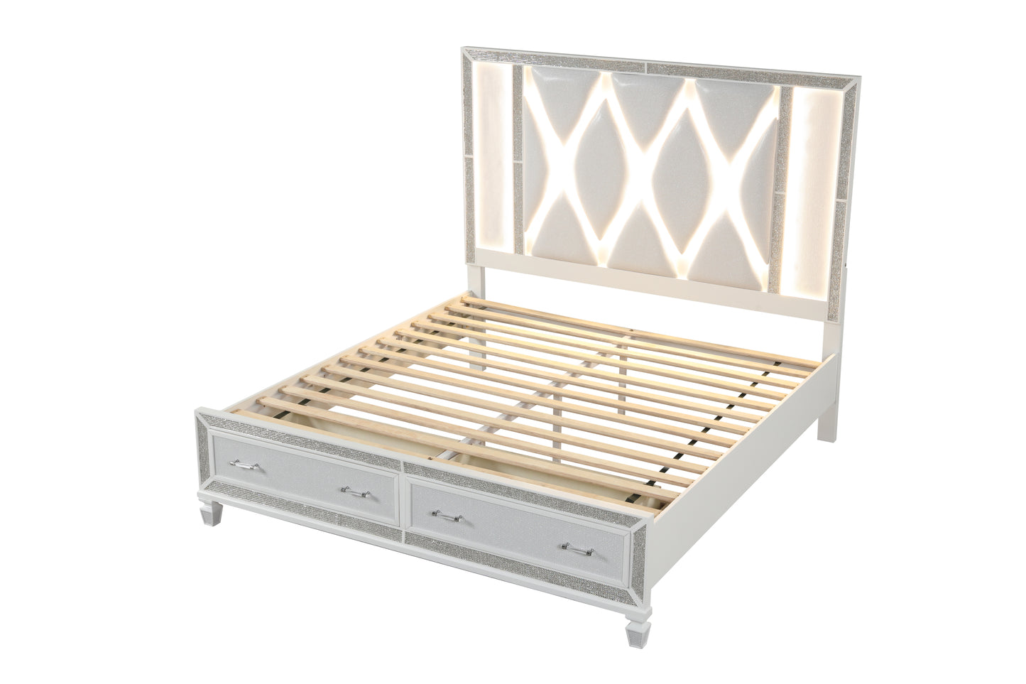 Crystal King Storage Bed Made With Wood Finished in White