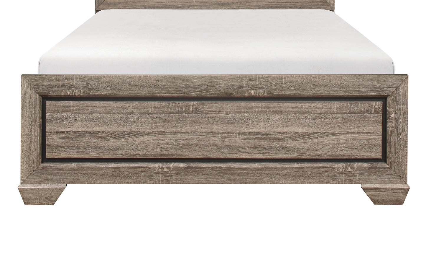 Natural Finish Contemporary Design 1pc Full Size Bed Dark Under-Paneling Wooden Bedroom Furniture